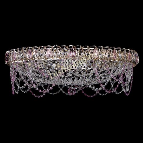 Люстра Каскад Ажур 700 мм розовый в Саратове Гусь Хрустальный