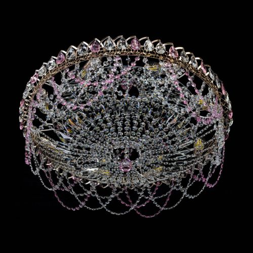 Люстра Каскад Ажур 700 мм розовый в Саратове Гусь Хрустальный