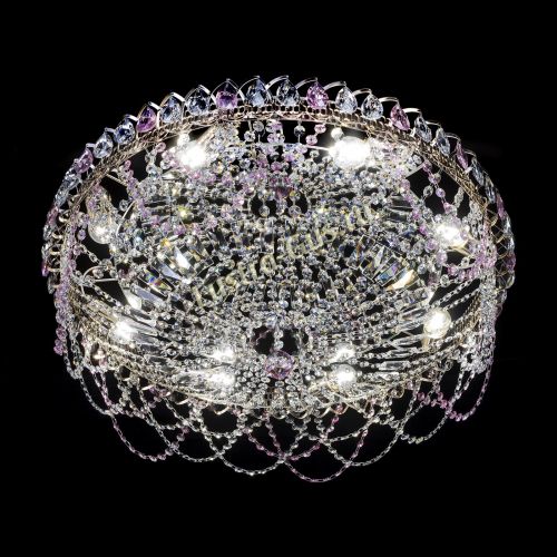 Люстра Каскад Ажур 700 мм розовый в Саратове Гусь Хрустальный