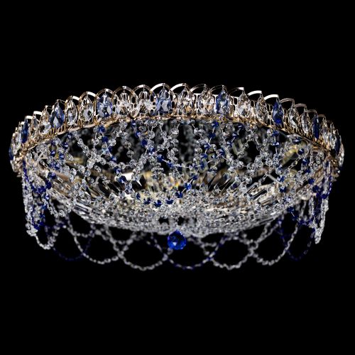 Люстра Каскад Ажур 700 мм синий в Саратове Гусь Хрустальный