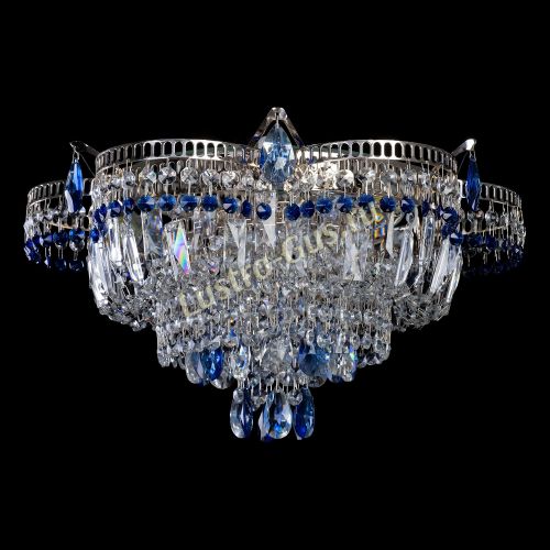 Люстра Камея №1 - 3 лампы синяя в Саратове Гусь Хрустальный