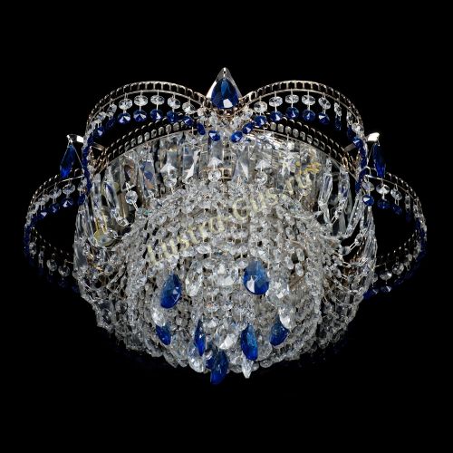 Люстра Камея №1 - 3 лампы синяя в Саратове Гусь Хрустальный