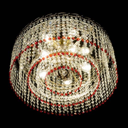 Люстра Капель оптикон №2 красная в Саратове Гусь Хрустальный