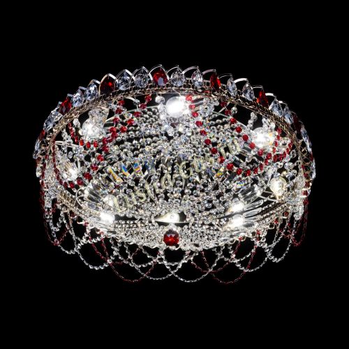 Люстра Каскад Ажур 700 мм красный в Саратове Гусь Хрустальный