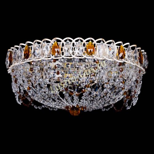 Люстра Каскад Ажур Чайная белая в Саратове Гусь Хрустальный