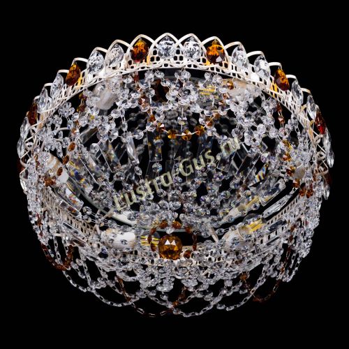 Люстра Каскад Ажур Чайная белая в Саратове Гусь Хрустальный