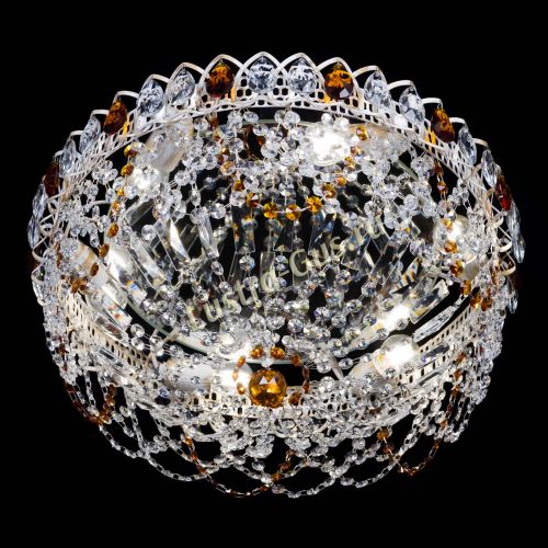 Люстра Каскад Ажур Чайная белая в Саратове Гусь Хрустальный