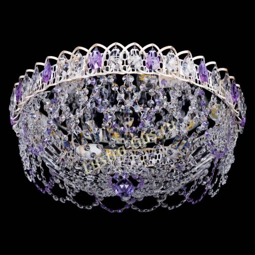 Люстра Каскад Ажур Фиолетовая белая в Саратове Гусь Хрустальный