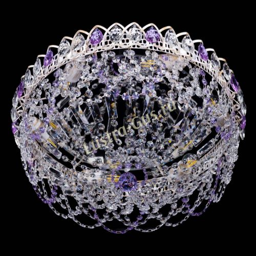 Люстра Каскад Ажур Фиолетовая белая в Саратове Гусь Хрустальный