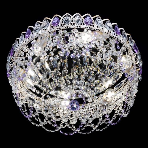 Люстра Каскад Ажур Фиолетовая белая в Саратове Гусь Хрустальный