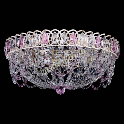 Люстра Каскад Ажур Розовая белая в Саратове Гусь Хрустальный