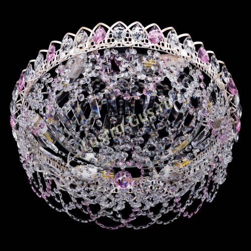 Люстра Каскад Ажур Розовая белая в Саратове Гусь Хрустальный