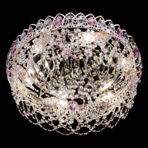 Люстра Каскад Ажур Розовая белая в Саратове Гусь Хрустальный