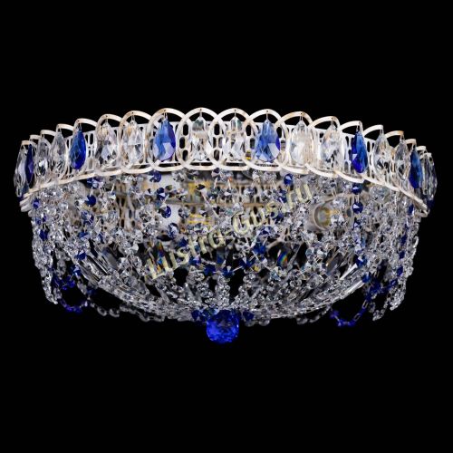 Люстра Каскад Ажур Синяя белая в Саратове Гусь Хрустальный