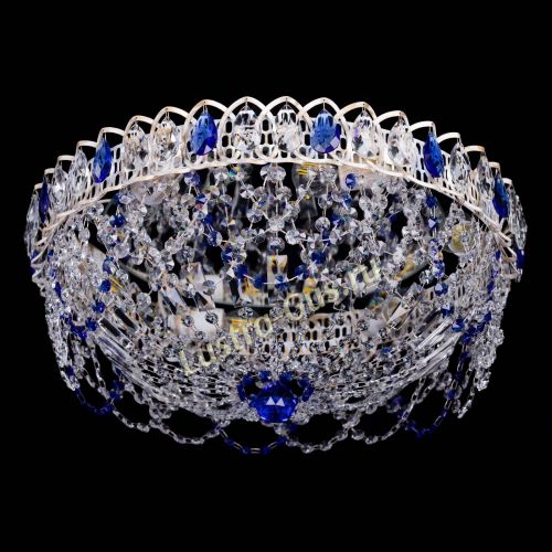 Люстра Каскад Ажур Синяя белая в Саратове Гусь Хрустальный