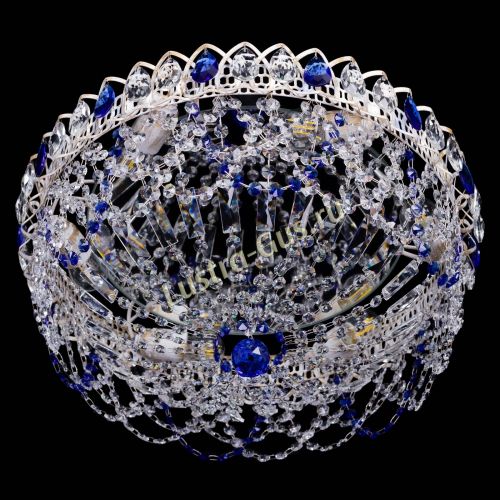 Люстра Каскад Ажур Синяя белая в Саратове Гусь Хрустальный