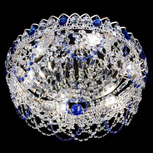 Люстра Каскад Ажур Синяя белая в Саратове Гусь Хрустальный