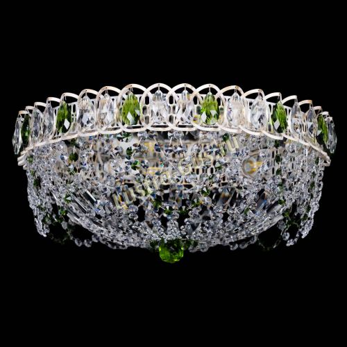 Люстра Каскад Ажур Зеленая белая в Саратове Гусь Хрустальный