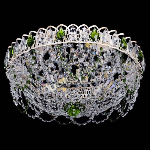 Люстра Каскад Ажур Зеленая белая в Саратове Гусь Хрустальный