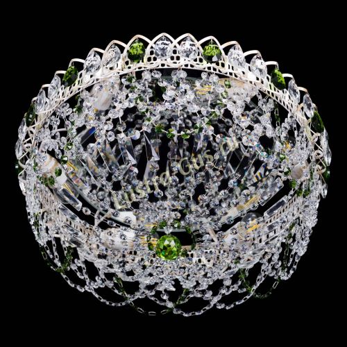 Люстра Каскад Ажур Зеленая белая в Саратове Гусь Хрустальный