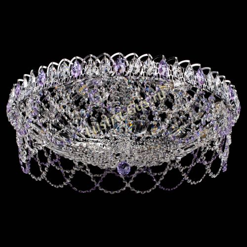 Люстра Каскад Ажур 700 мм фиолетовый в Саратове Гусь Хрустальный