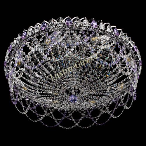 Люстра Каскад Ажур 700 мм фиолетовый в Саратове Гусь Хрустальный