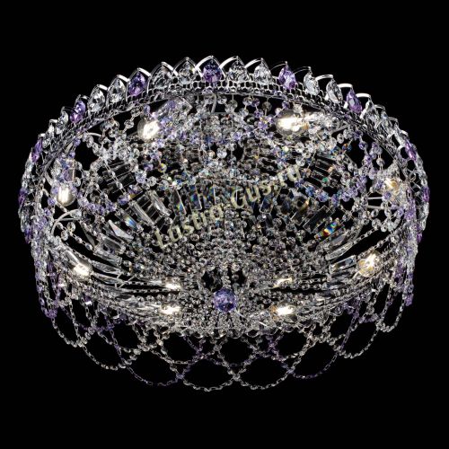 Люстра Каскад Ажур 700 мм фиолетовый в Саратове Гусь Хрустальный