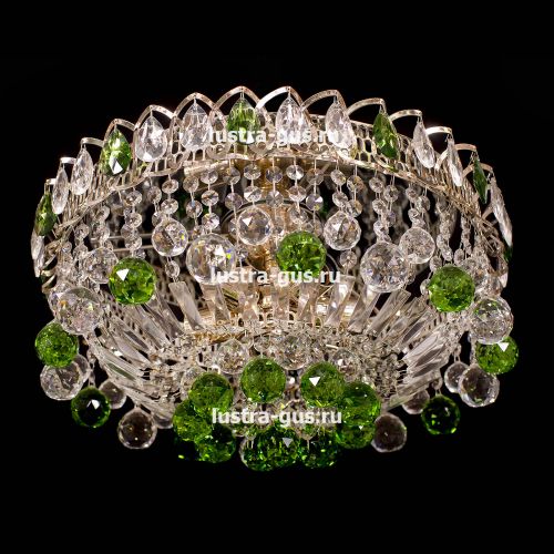 Люстра Катерина Шар Журавлик зеленая в Саратове Гусь Хрустальный