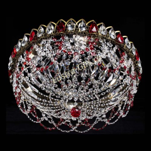 Люстра Хрустальный Каскад Ажур под бронзу Красная в Саратове Гусь Хрустальный