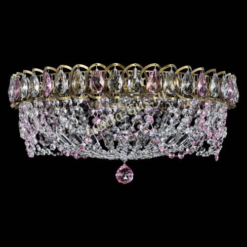 Люстра Хрустальный Каскад Ажур под бронзу Розовая в Саратове Гусь Хрустальный