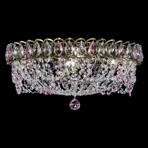 Люстра Хрустальный Каскад Ажур под бронзу Розовая в Саратове Гусь Хрустальный