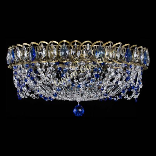 Люстра Хрустальный Каскад Ажур под бронзу Синяя в Саратове Гусь Хрустальный