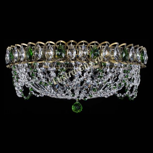 Люстра Хрустальный Каскад Ажур под бронзу Зеленая в Саратове Гусь Хрустальный