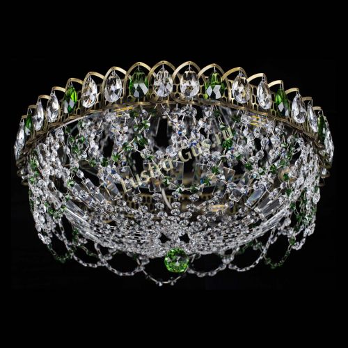 Люстра Хрустальный Каскад Ажур под бронзу Зеленая в Саратове Гусь Хрустальный