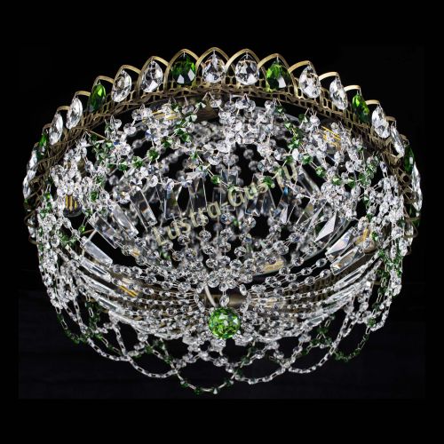 Люстра Хрустальный Каскад Ажур под бронзу Зеленая в Саратове Гусь Хрустальный