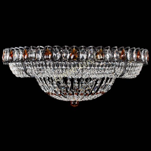 Люстра Кольцо Классика №8 Черная с чайными подвесками в Саратове Гусь Хрустальный