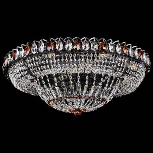 Люстра Кольцо Классика №8 Черная с чайными подвесками в Саратове Гусь Хрустальный