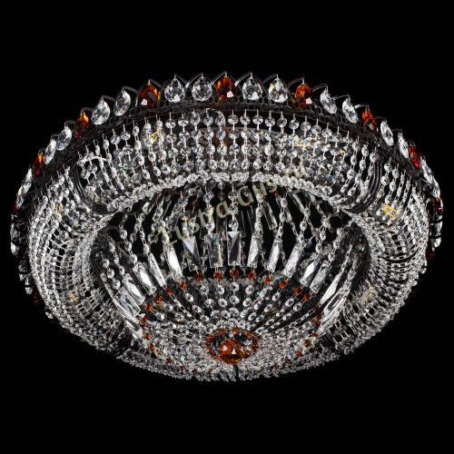 Люстра Кольцо Классика №8 Черная с чайными подвесками в Саратове Гусь Хрустальный