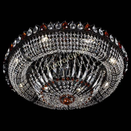 Люстра Кольцо Классика №8 Черная с чайными подвесками в Саратове Гусь Хрустальный