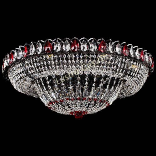 Люстра Кольцо Классика №8 Черная с красными подвесками в Саратове Гусь Хрустальный