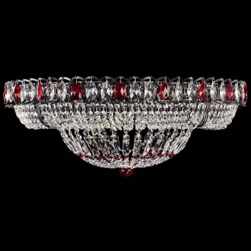 Люстра Кольцо Классика №8 Черная с красными подвесками в Саратове Гусь Хрустальный