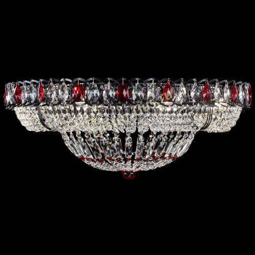 Люстра Кольцо Классика №8 Черная с красными подвесками в Саратове Гусь Хрустальный