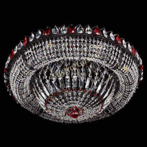 Люстра Кольцо Классика №8 Черная с красными подвесками в Саратове Гусь Хрустальный
