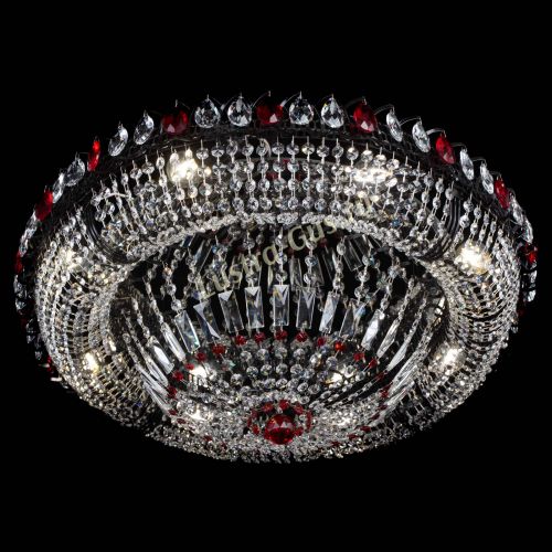 Люстра Кольцо Классика №8 Черная с красными подвесками в Саратове Гусь Хрустальный