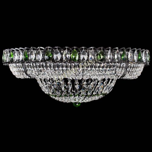 Люстра Кольцо Классика №8 Черная с зелеными подвесками в Саратове Гусь Хрустальный