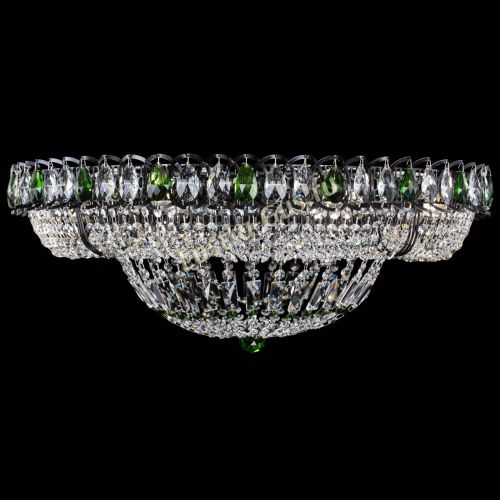 Люстра Кольцо Классика №8 Черная с зелеными подвесками в Саратове Гусь Хрустальный