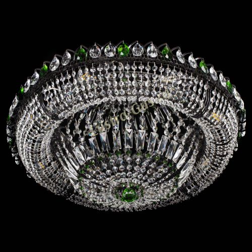 Люстра Кольцо Классика №8 Черная с зелеными подвесками в Саратове Гусь Хрустальный