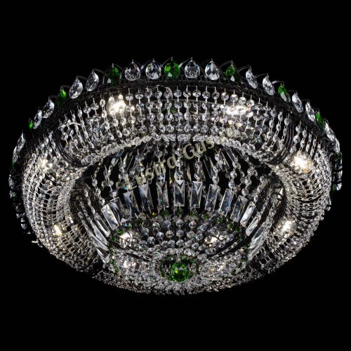 Люстра Кольцо Классика №8 Черная с зелеными подвесками в Саратове Гусь Хрустальный