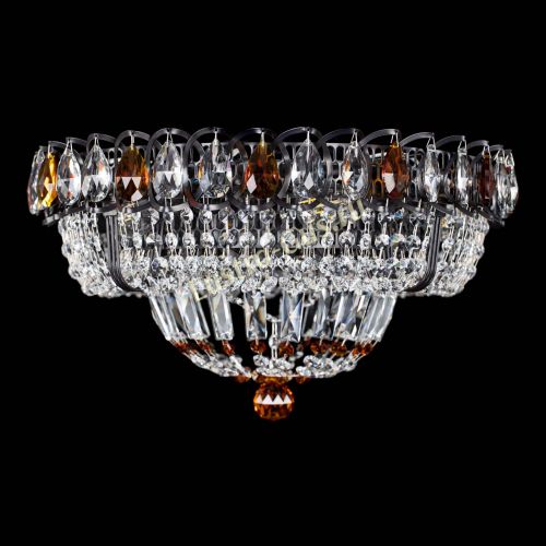 Люстра Кольцо Классика Черная с чайными подвесками в Саратове Гусь Хрустальный