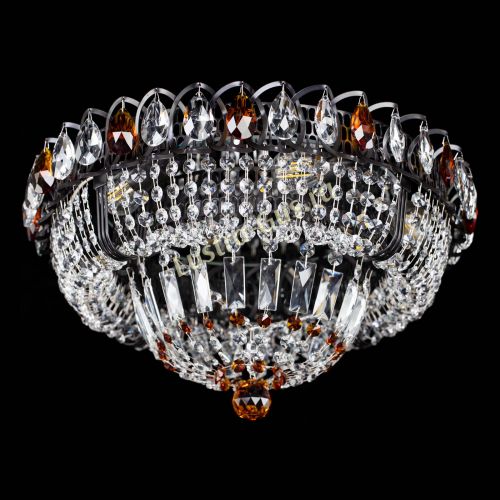 Люстра Кольцо Классика Черная с чайными подвесками в Саратове Гусь Хрустальный